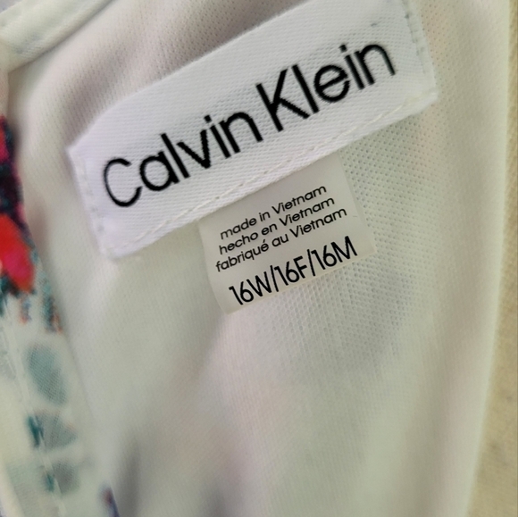 Calvin Klein Puff- sleeve Atlantis Floral Dress Size 16W - Picture 8 of 11